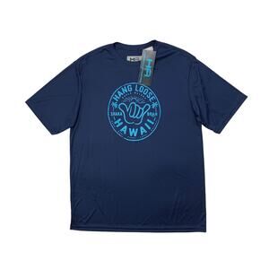 Hang Loose Hawaii T Shirt Mens M Medium Navy Water Beach Sun Protect Shaka Brah